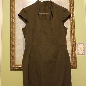 Olive Mock Collar Suit Dress